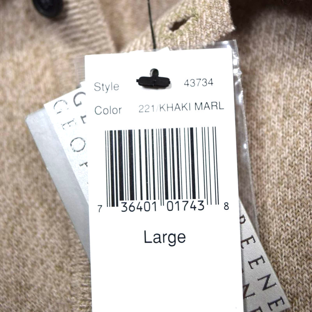 GEOFFREY BEENE- Beige knitted 1/4 button up sweater Men's size Large - Picture 3 of 3